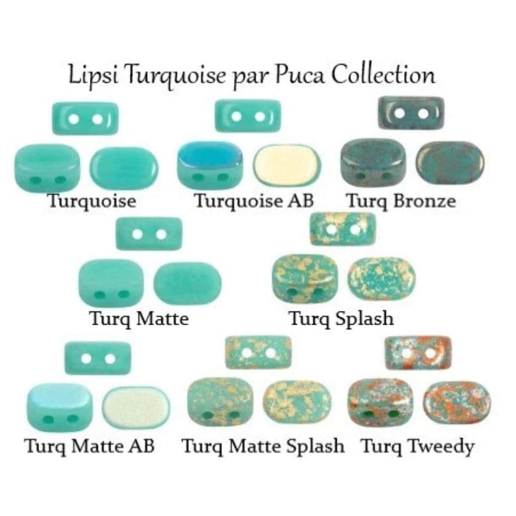 Lipsi par Puca Paris, Opaque Green Turquoise Collection, Czech Glass 7x4MM, 40 Beads