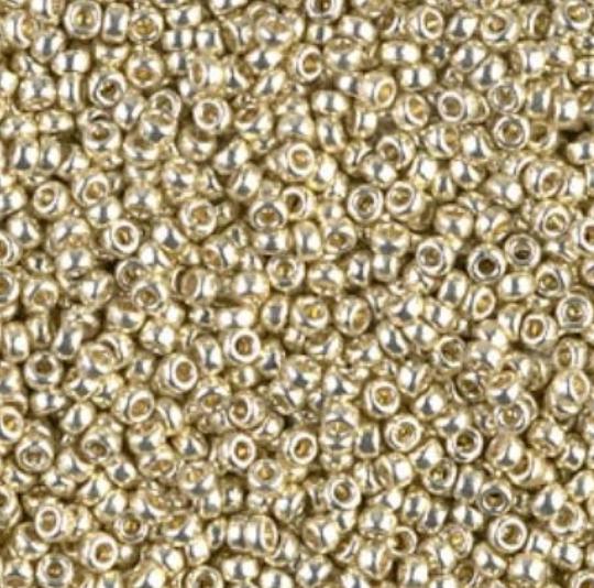 15/0 4201 Duracoat Galvanized Miyuki Seed Beads, Silver, 4201