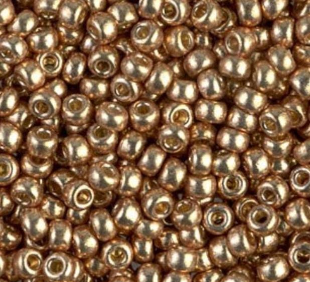 8/0 Duracoat Galvanized Miyuki Seed Beads, Champagne, 4204