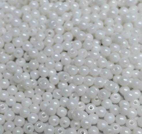 3mm Round Chalk White Shimmer, Czech Glass Beads, 03000-21402
