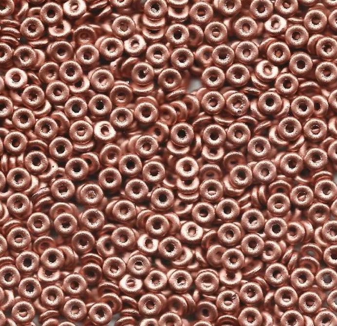 O Bead Vintage Copper, 1X4MM Czech Glass 01770, 5 grams