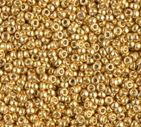 15/0 Duracoat Galvanized Miyuki Glass Seed Bead, Gold, 4202