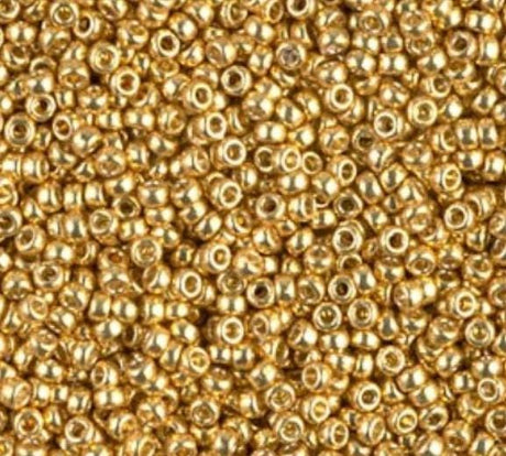 15/0 Duracoat Galvanized Miyuki Glass Seed Bead, Gold, 4202