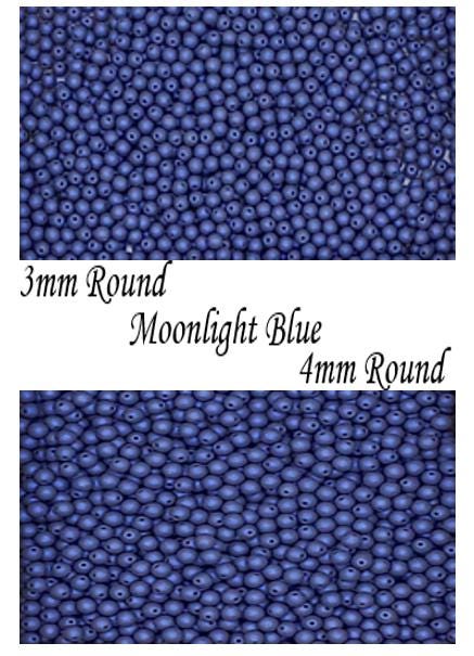 3mm, 4mm Round Alabaster Moonlight Blue, Czech Glass Beads, 29782 - 50 beads