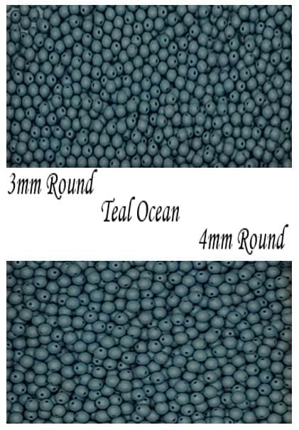 3mm, 4mm Round Alabaster Teal Ocean, Czech Glass Beads, 29771 - 50 beads