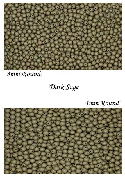 3mm, 4mm Round Alabaster Dark Sage, Czech Glass Beads, 29766 - 50 beads