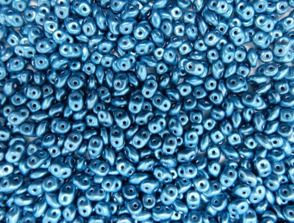 SuperDuo Saturated Metallic Quetzal Green, 2 hole 2.5x5mm Czech Glass, 06B10 10 grams