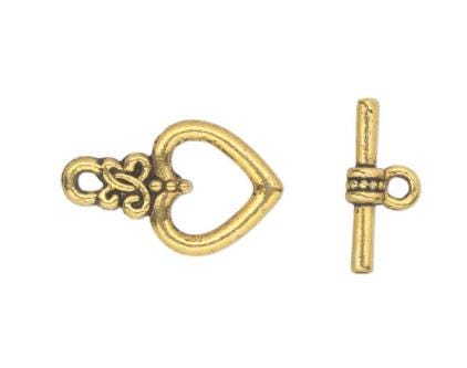 Toggle Clasp, Heart Shaded Designs, 1-Strand Clasp-Quantity 1