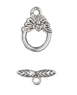 Toggle Clasp, Various Designs, 1-Strand Silver Plated Clasp-Quantity 1