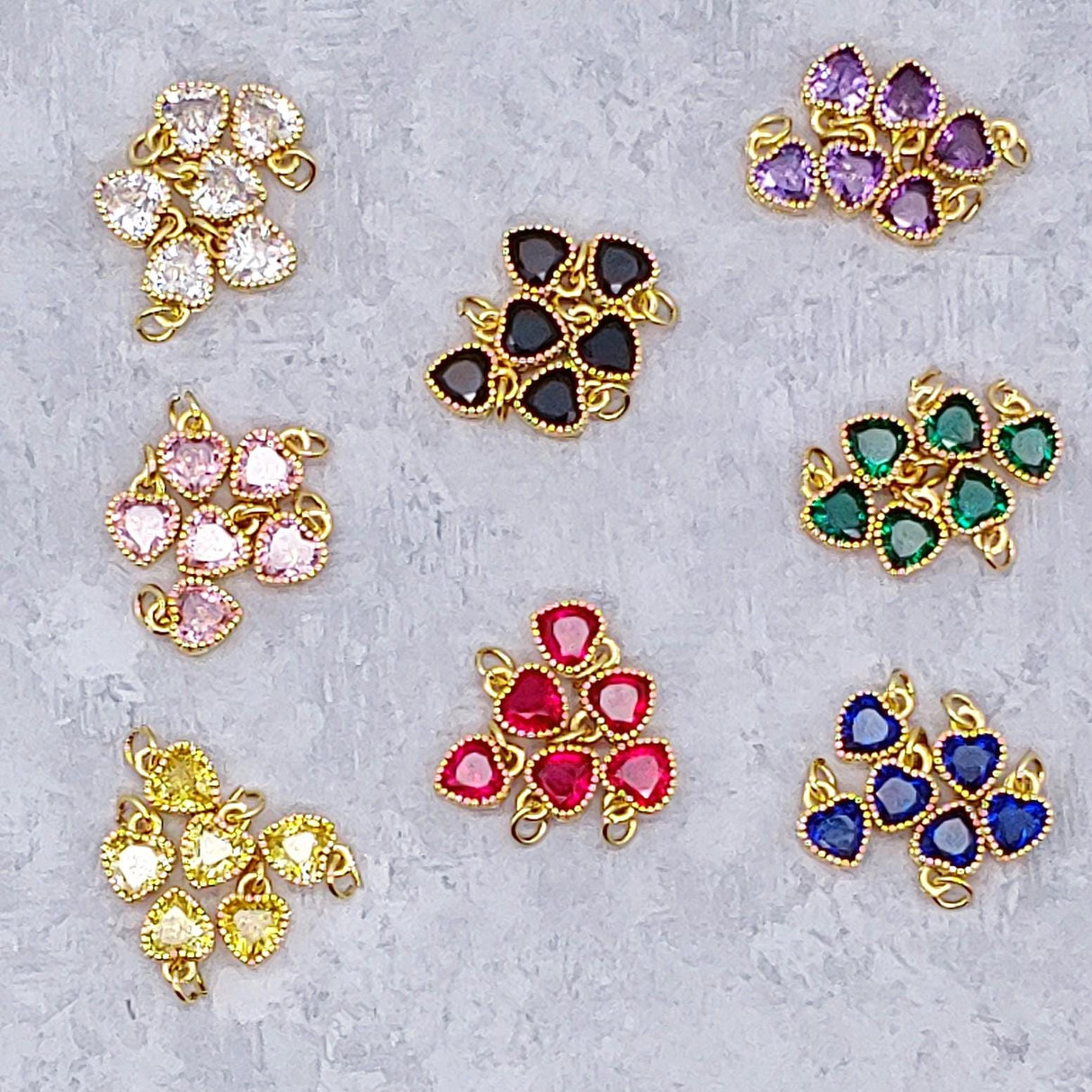 Heart Charm, Pendant, Cubic Zirconia-Brass/18K Gold Plate-Quantity 1