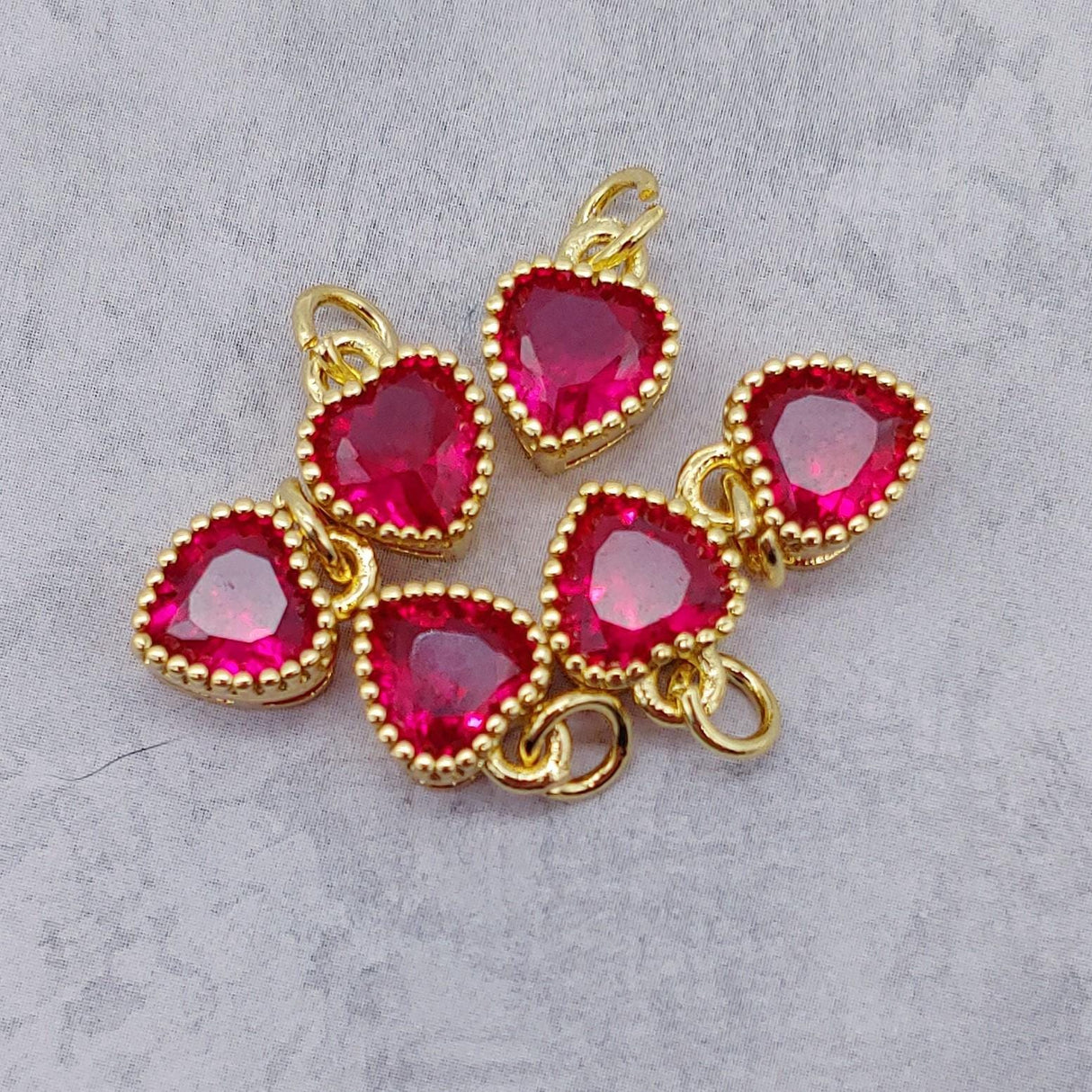 Heart Charm, Pendant, Cubic Zirconia-Brass/18K Gold Plate-Quantity 1