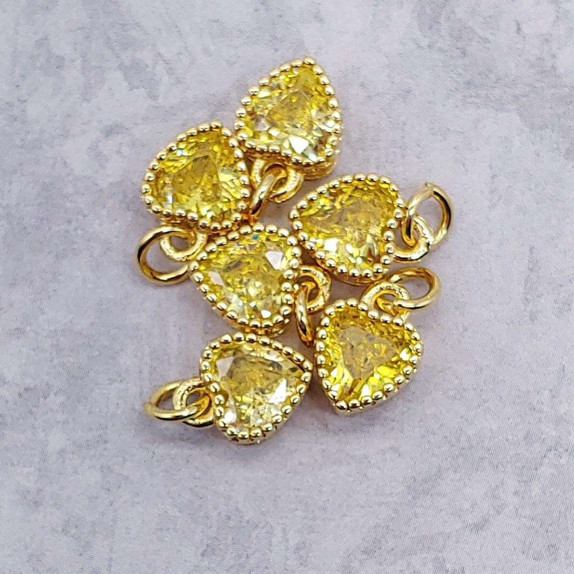 Heart Charm, Pendant, Cubic Zirconia-Brass/18K Gold Plate-Quantity 1