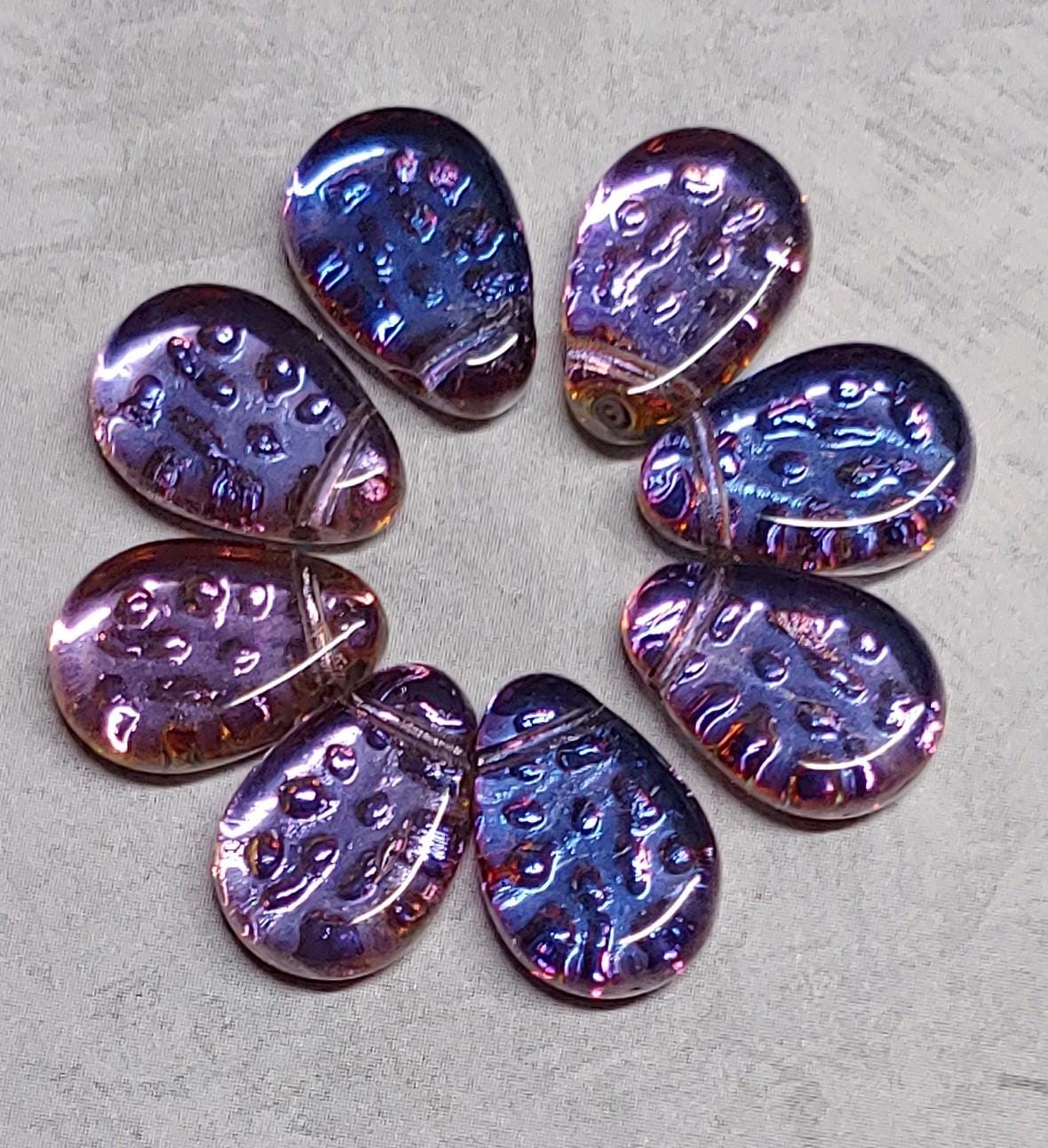 Teardrop Bead Flat Dimpled, Czech Glass 9x11mm, 30 beads