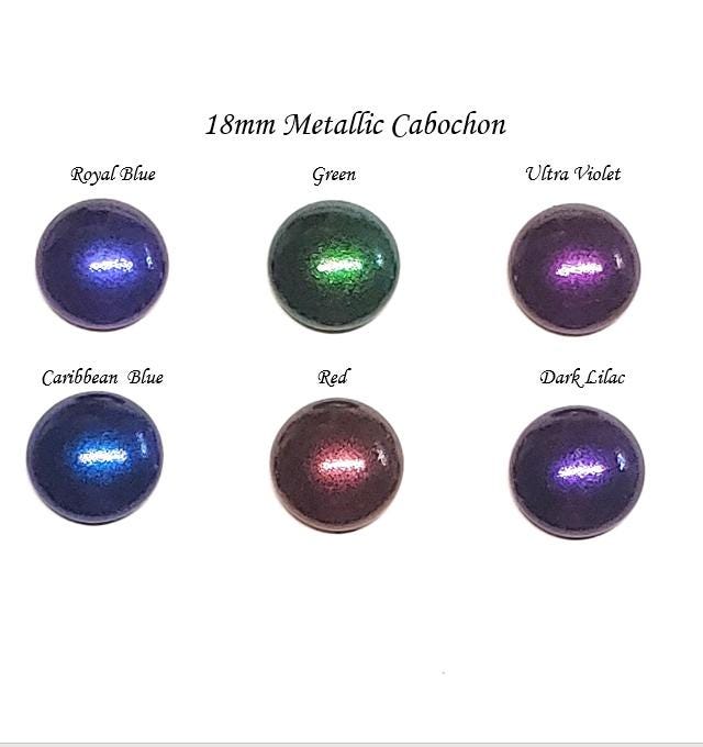Cabochon Par Puca Metallic, 18mm Czech glass, Qty 1