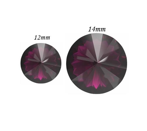 Preciosa 12mm or 14mm Maxima Amethyst Rivoli, Foiled Back-1