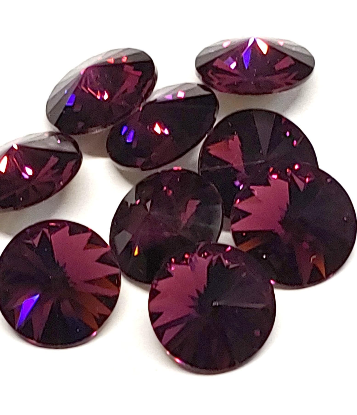 Preciosa 12mm or 14mm Maxima Amethyst Rivoli, Foiled Back-1