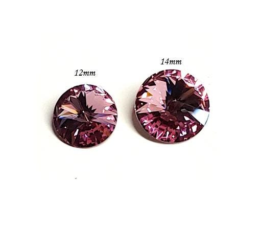 Preciosa 12mm or 14mm Maxima Light Amethyst Rivoli, Foiled Back-1