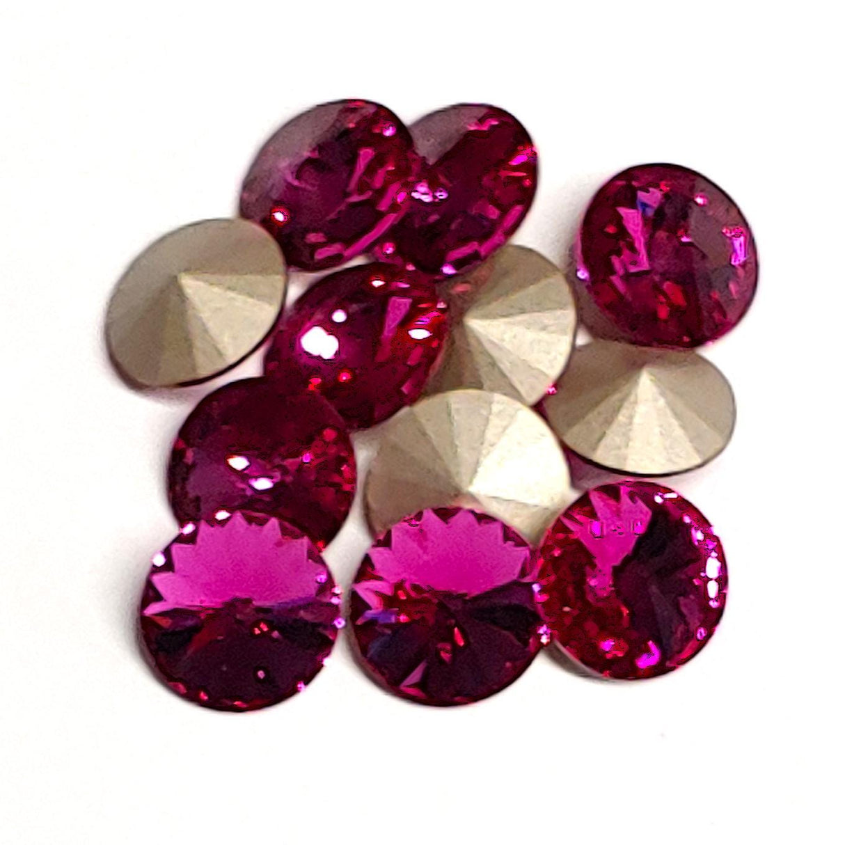 Preciosa 12mm or 14mm Maxima Fuchsia Rivoli, Foiled Back-1