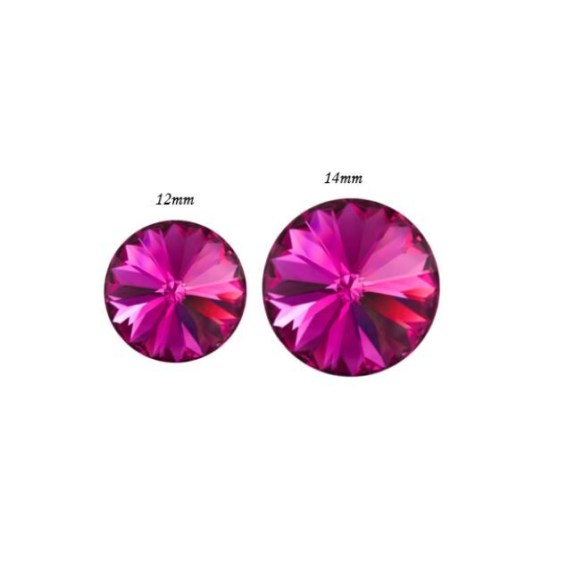 Preciosa 12mm or 14mm Maxima Fuchsia Rivoli, Foiled Back-1