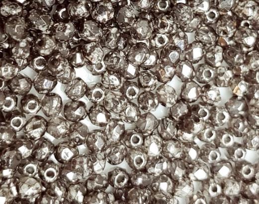 3mm Fire Polish Crystal Antique Chrome, Czech glass faceted round bead, 00030-18549