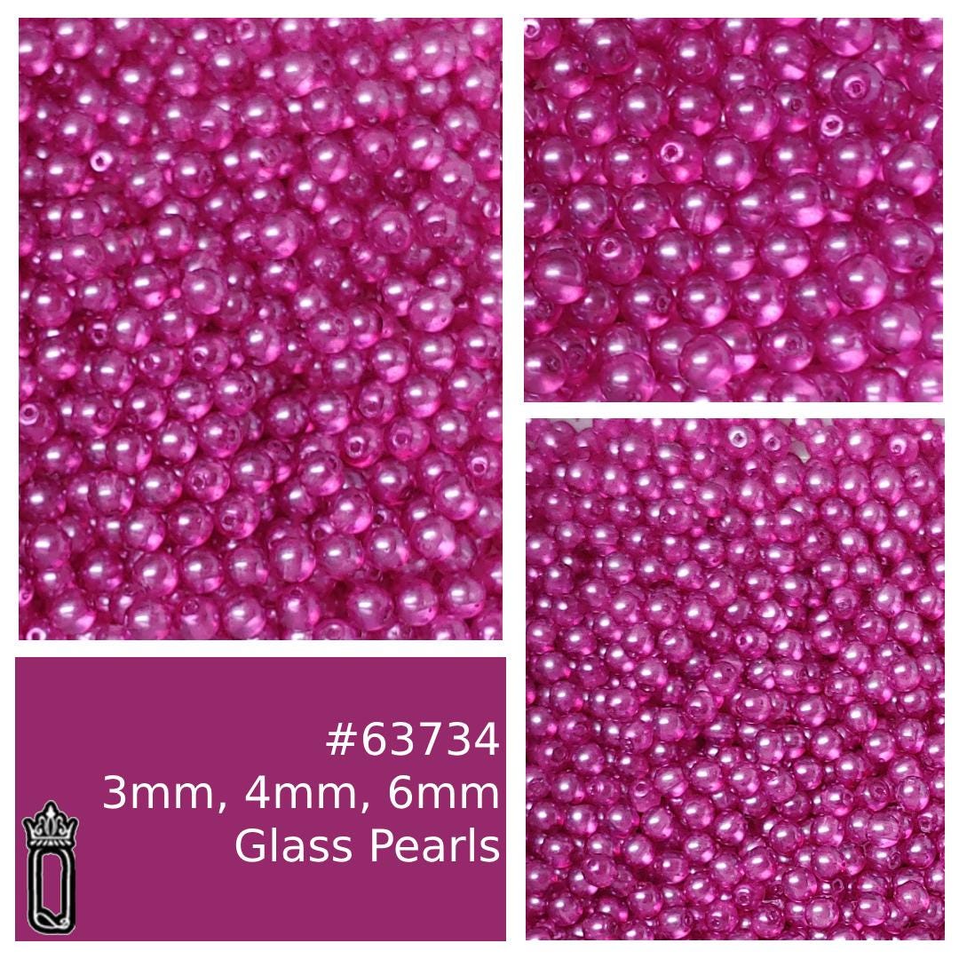 3mm, 4mm,6mm Fuchsia Pearl Crystal Round, Czech Glass Beads