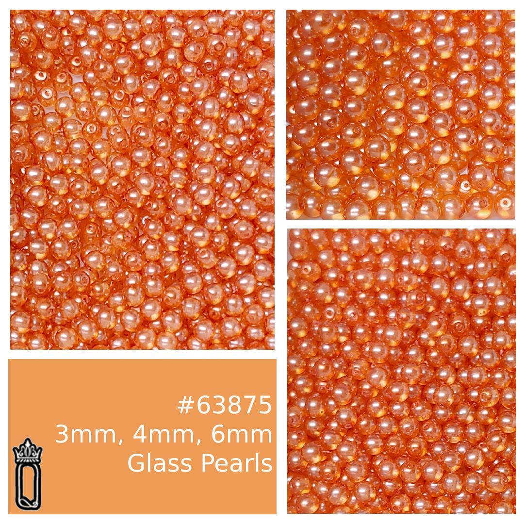 3mm, 4mm, 6mm Crystal Pearl Coral-Round, Czech Glass Beads