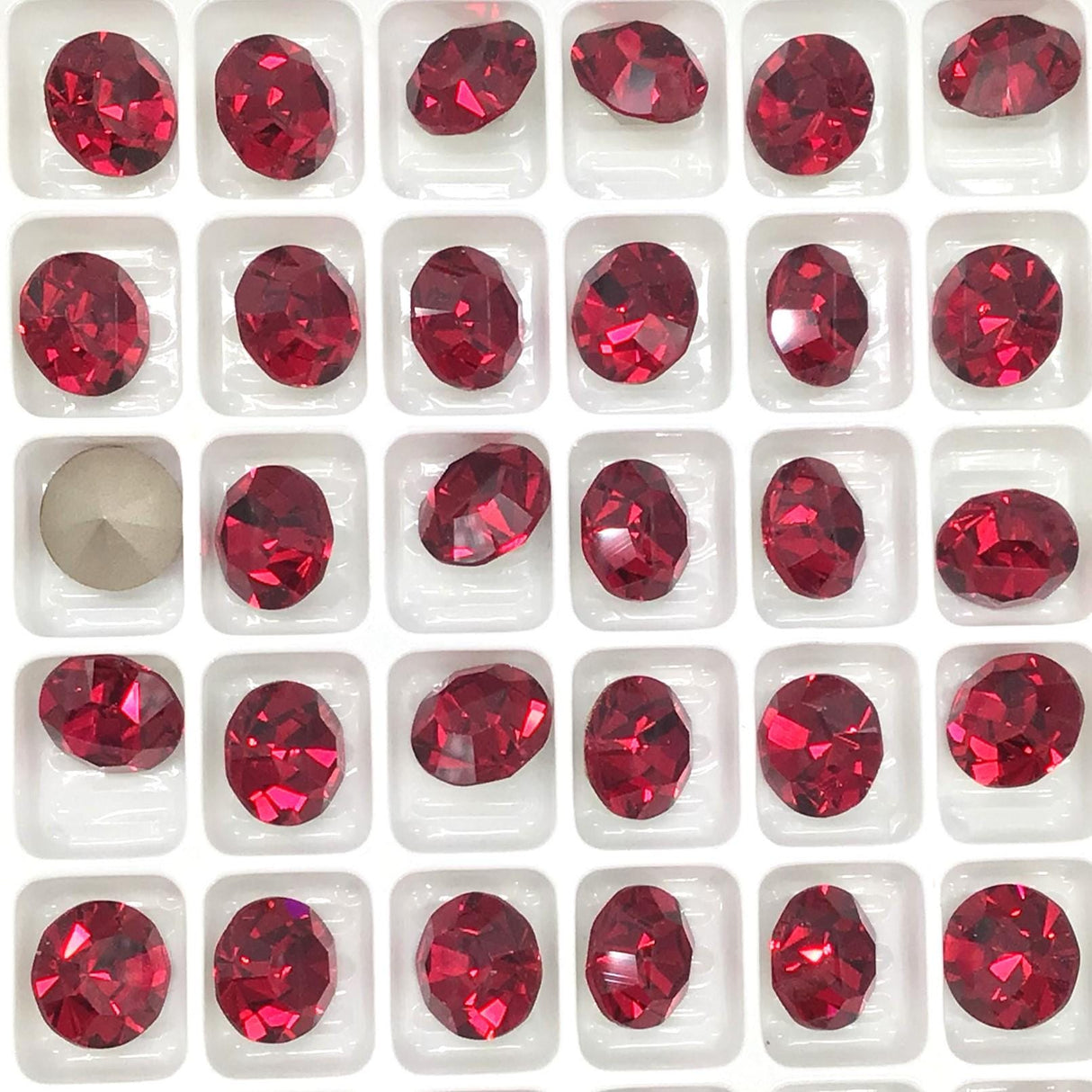 Preciosa SS39 Ruby, Maxima Chaton, 8mm, Round Chaton, Foiled Back