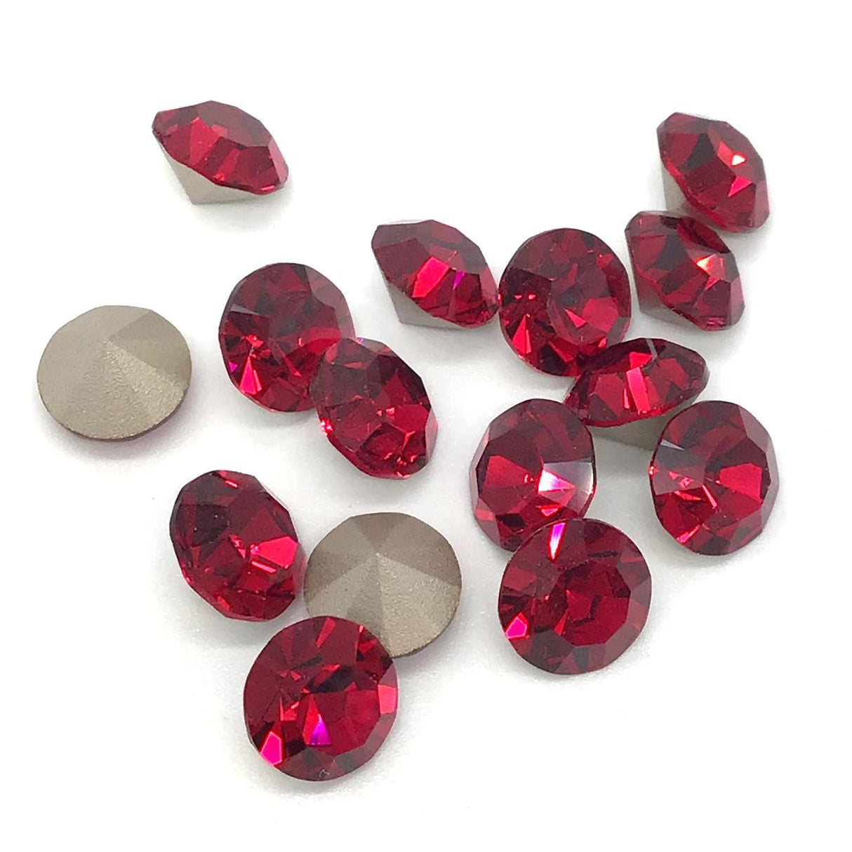 Preciosa SS39 Ruby, Maxima Chaton, 8mm, Round Chaton, Foiled Back