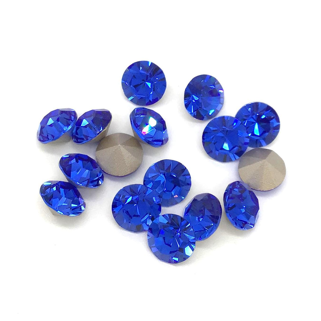 Preciosa SS39 Sapphire, Maxima Chaton, 8mm, Round Chaton, Foiled Back