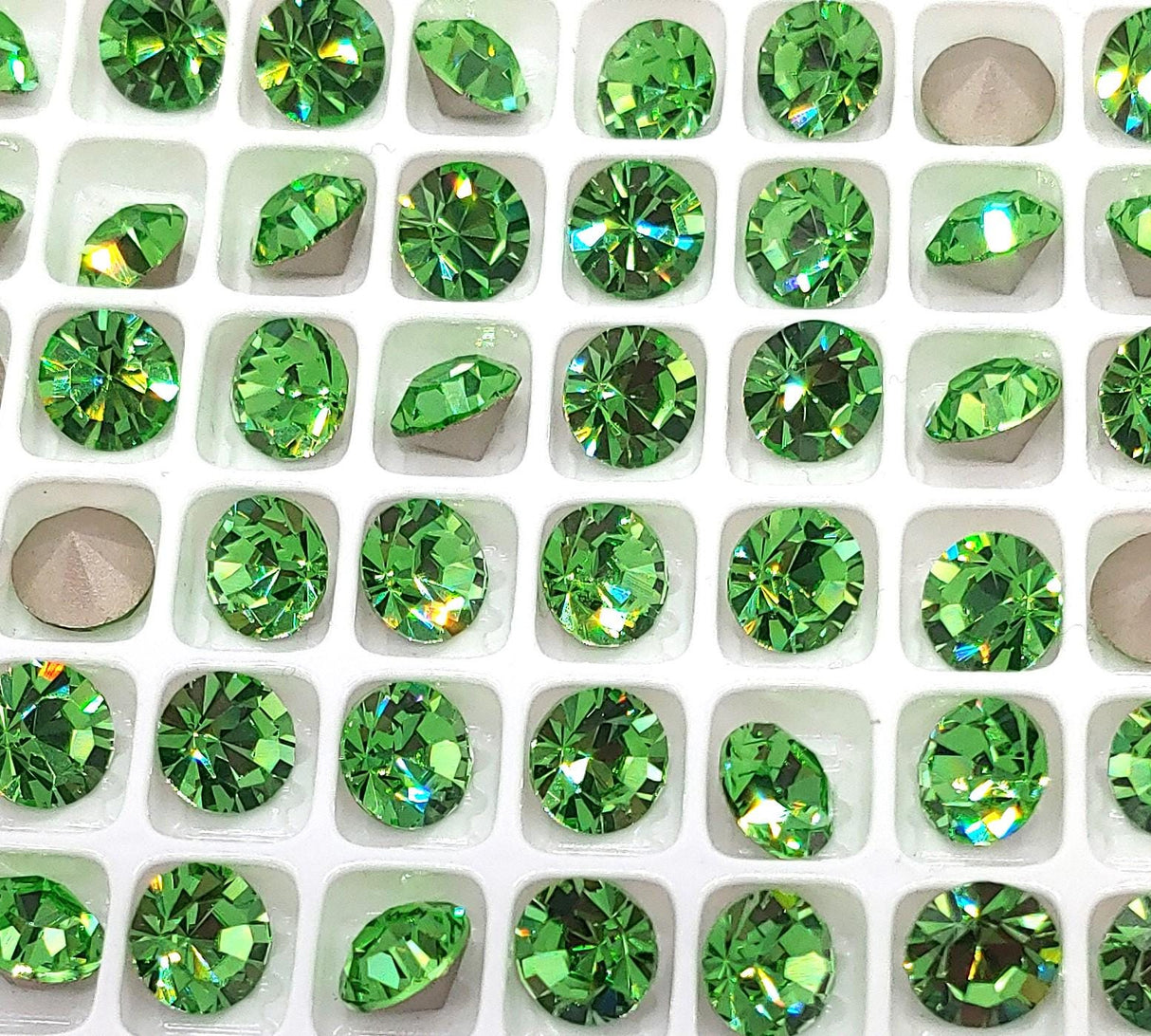 Preciosa SS39 Peridot, Maxima Chaton, 8mm, Round Chaton, Foiled Back