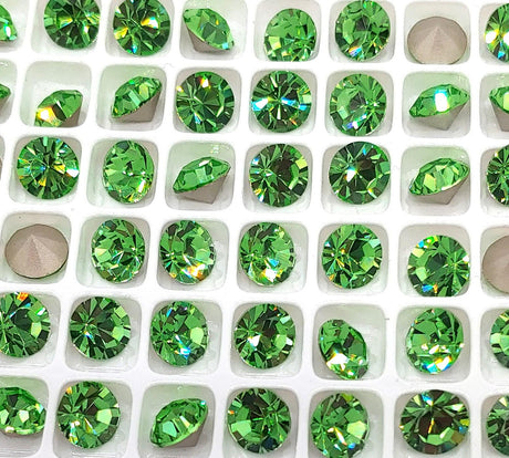 Preciosa SS39 Peridot, Maxima Chaton, 8mm, Round Chaton, Foiled Back