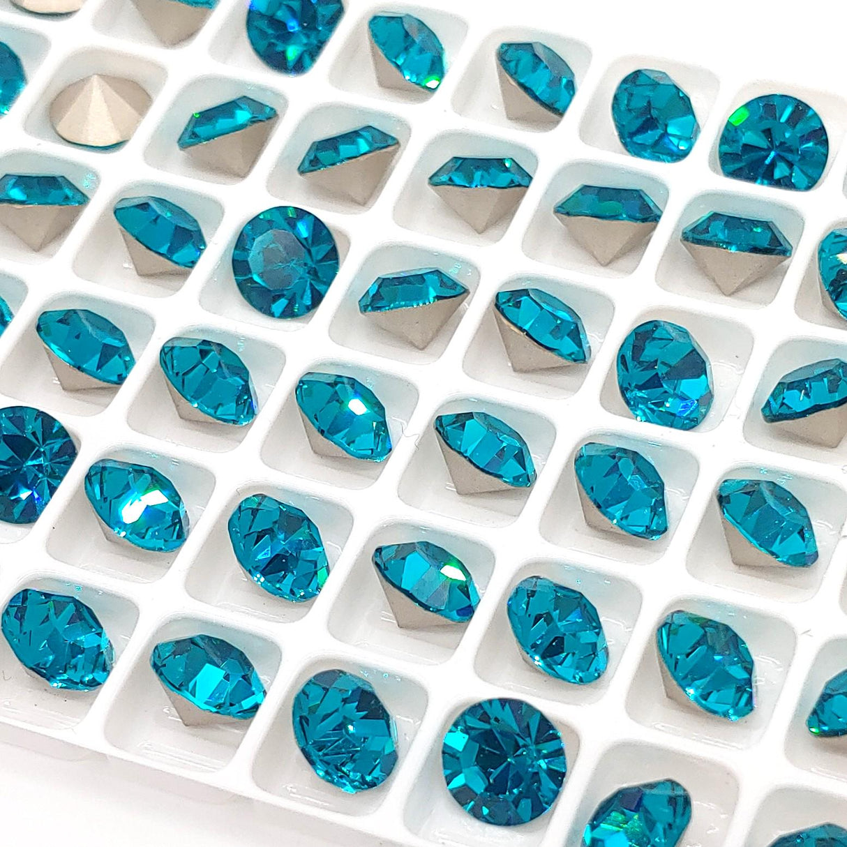 Preciosa SS39 Blue Zircon, Maxima Chaton, 8mm, Round Chaton, Foiled Back