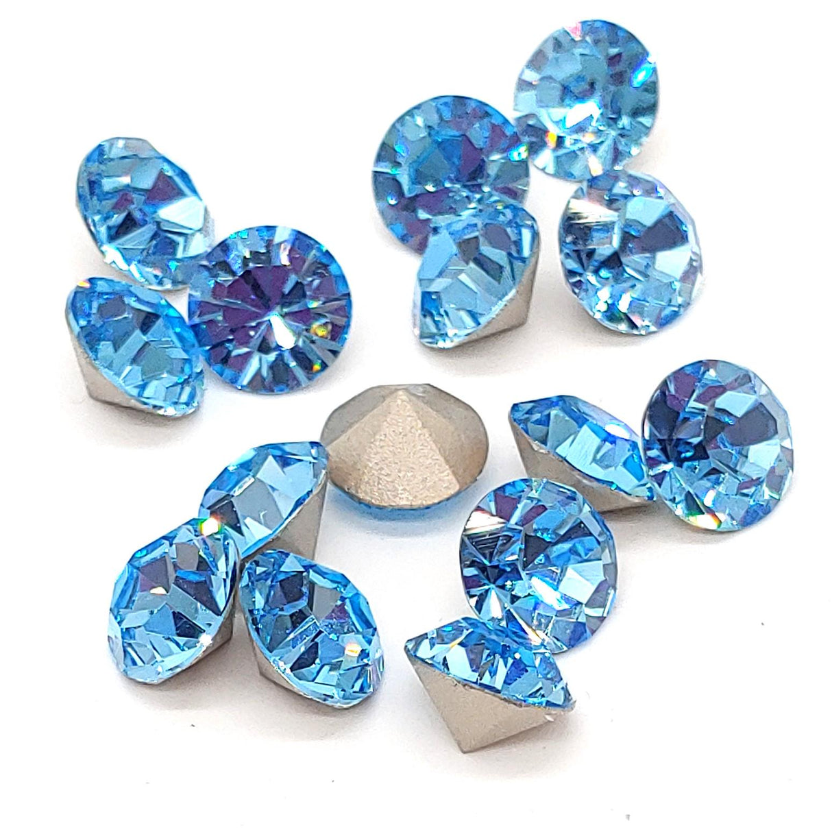 Preciosa SS39 Aquamarine, Maxima Chaton 8mm, Round Chaton, Foiled Back