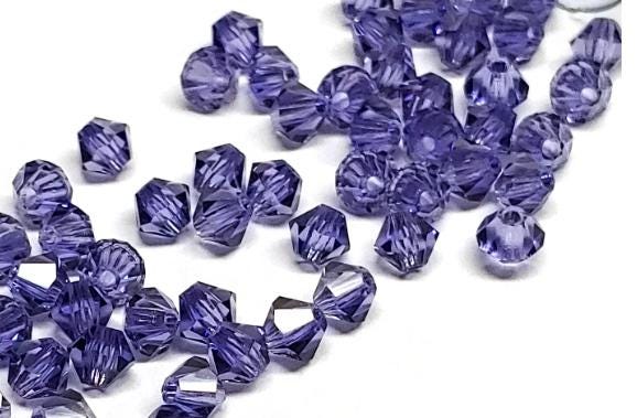 Preciosa 4mm Tanzanite, Crystal Bicone - 36 pieces