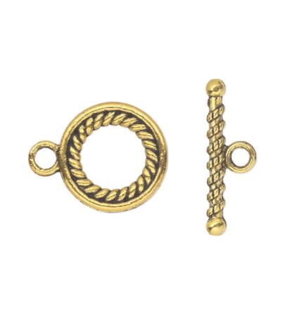 Toggle Clasp, Twisted Rope Double Sided Design, 16mm, 1-Strand Clasp, Quantity 1
