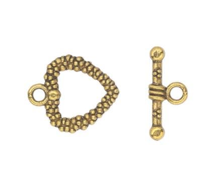 Toggle Clasp, Heart Shaded Designs, 1-Strand Clasp-Quantity 1