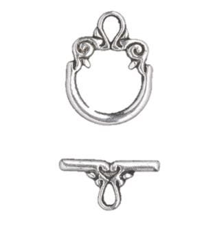 Toggle Clasp, Various Designs, 1-Strand Silver Plated Clasp-Quantity 1