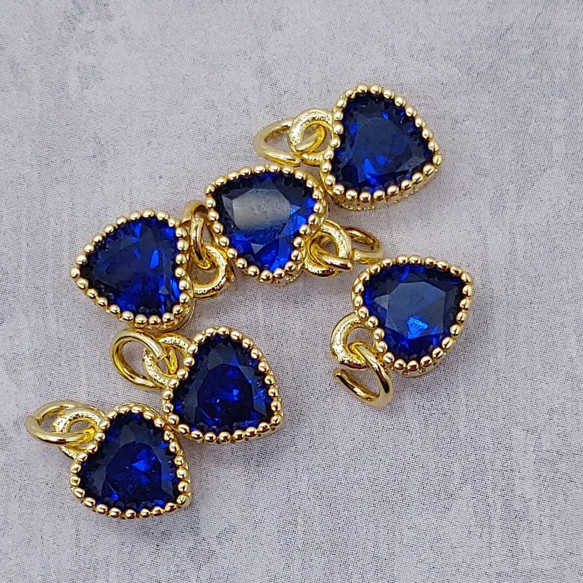 Heart Charm, Pendant, Cubic Zirconia-Brass/18K Gold Plate-Quantity 1