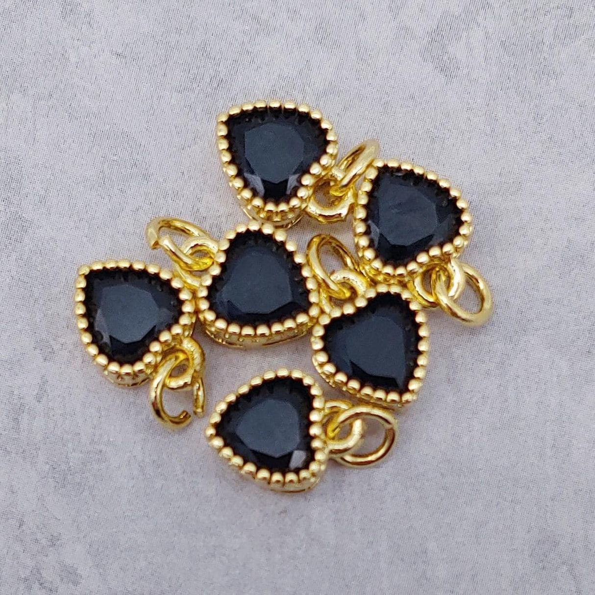 Heart Charm, Pendant, Cubic Zirconia-Brass/18K Gold Plate-Quantity 1