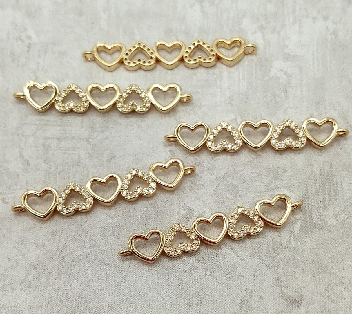 Heart Links Pendant Micro Pave Cubic Zirconia-Brass/18K Gold Plated-Quantity 1