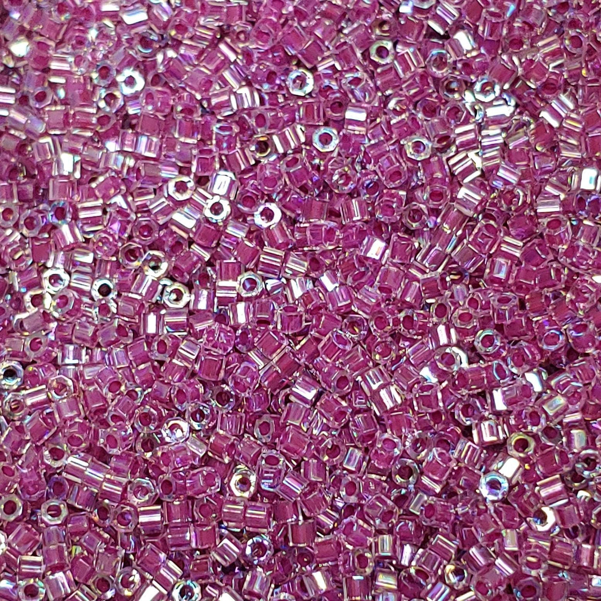 Delica 11/0 Hex Cut Raspberry Lined Crystal Miyuki Delica Bead, DBC0056-5 Grams
