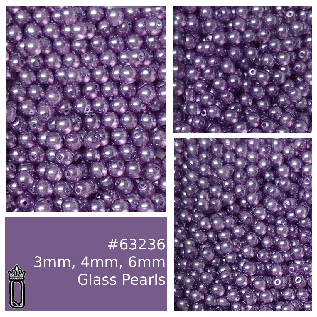 3mm, 4mm, 6mm Violet Pearl Crystal Round, Czech Glass Beads