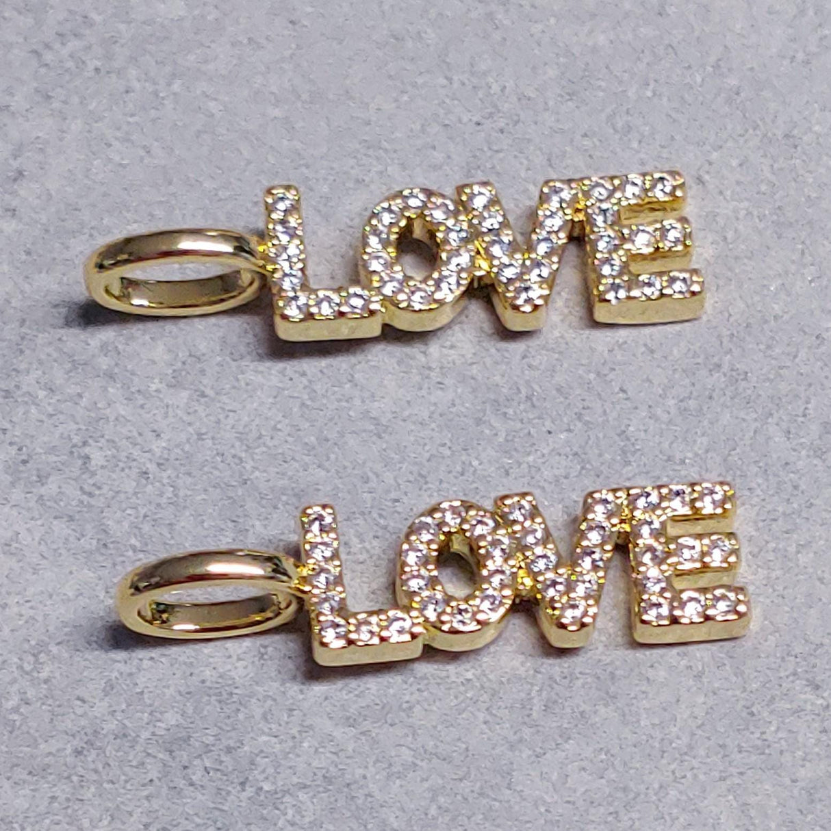 Love Pendant, Micro Pave Cubic Zirconia-Brass/18K Gold Plate-Quantity 1