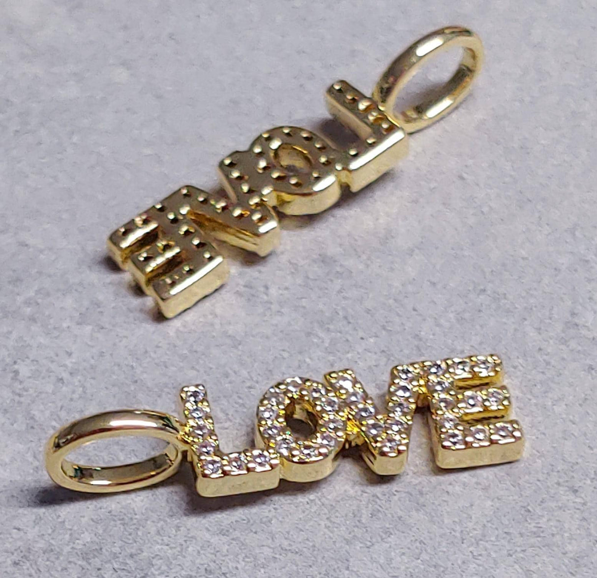 Love Pendant, Micro Pave Cubic Zirconia-Brass/18K Gold Plate-Quantity 1