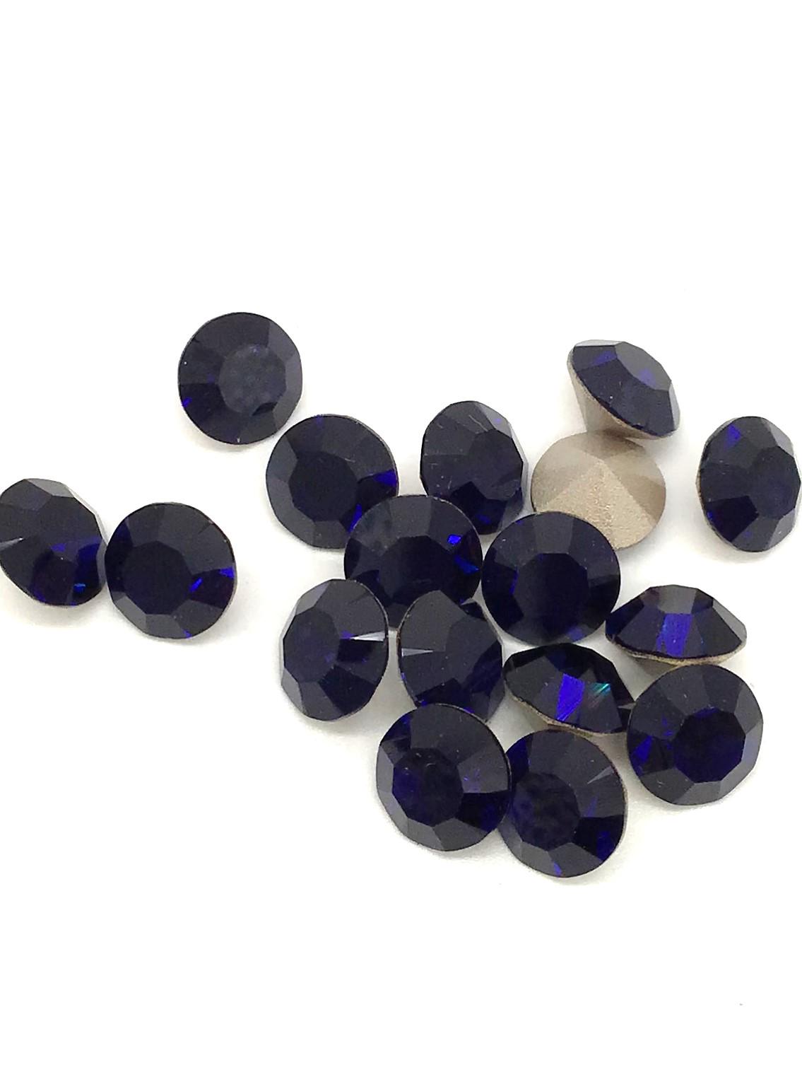 Preciosa SS39 Dark Indigo, Maxima Chaton, 8mm, Round Chaton, Foiled Back