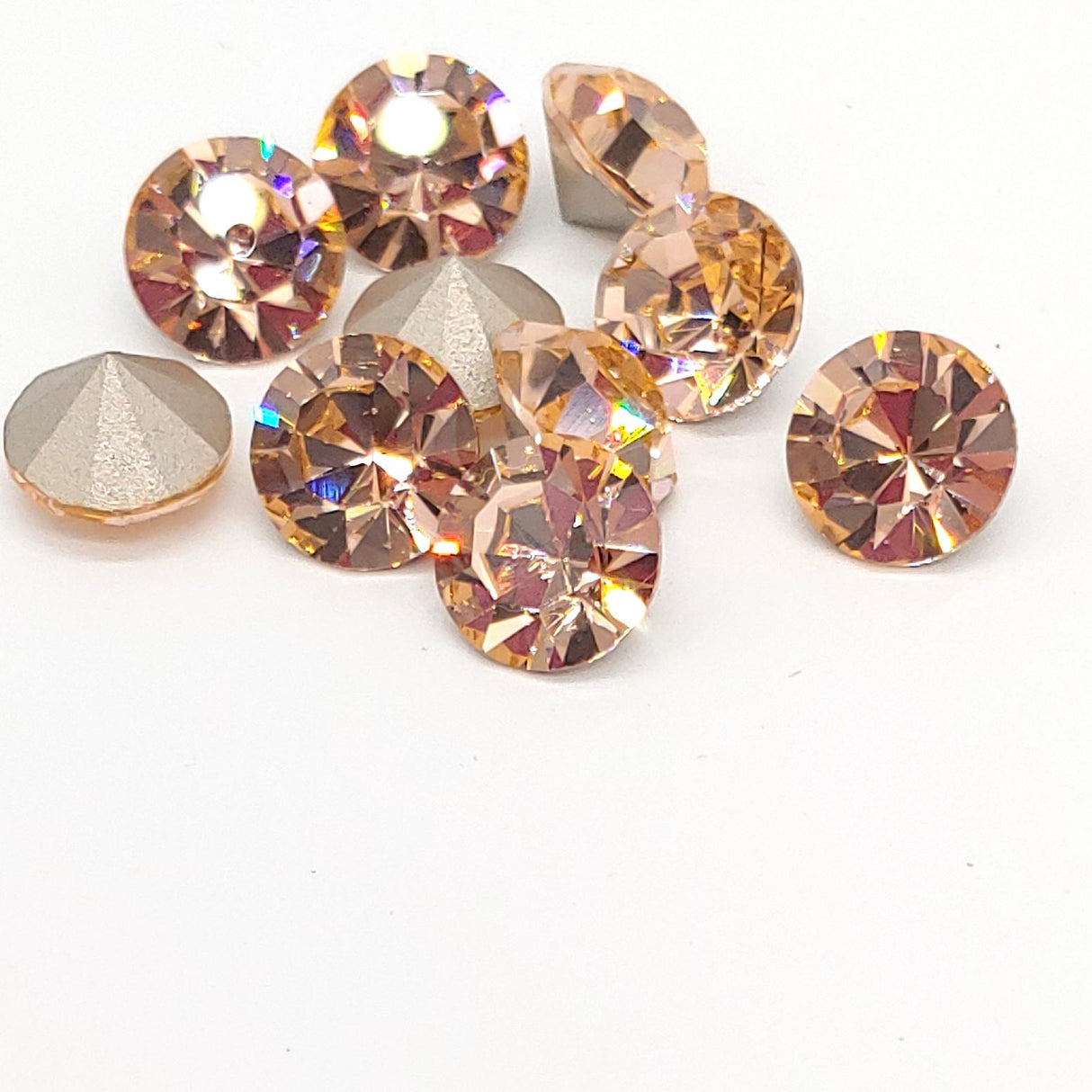 Preciosa SS39 Light Peach, Maxima Chaton, 8mm, Round Chaton, Foiled Back