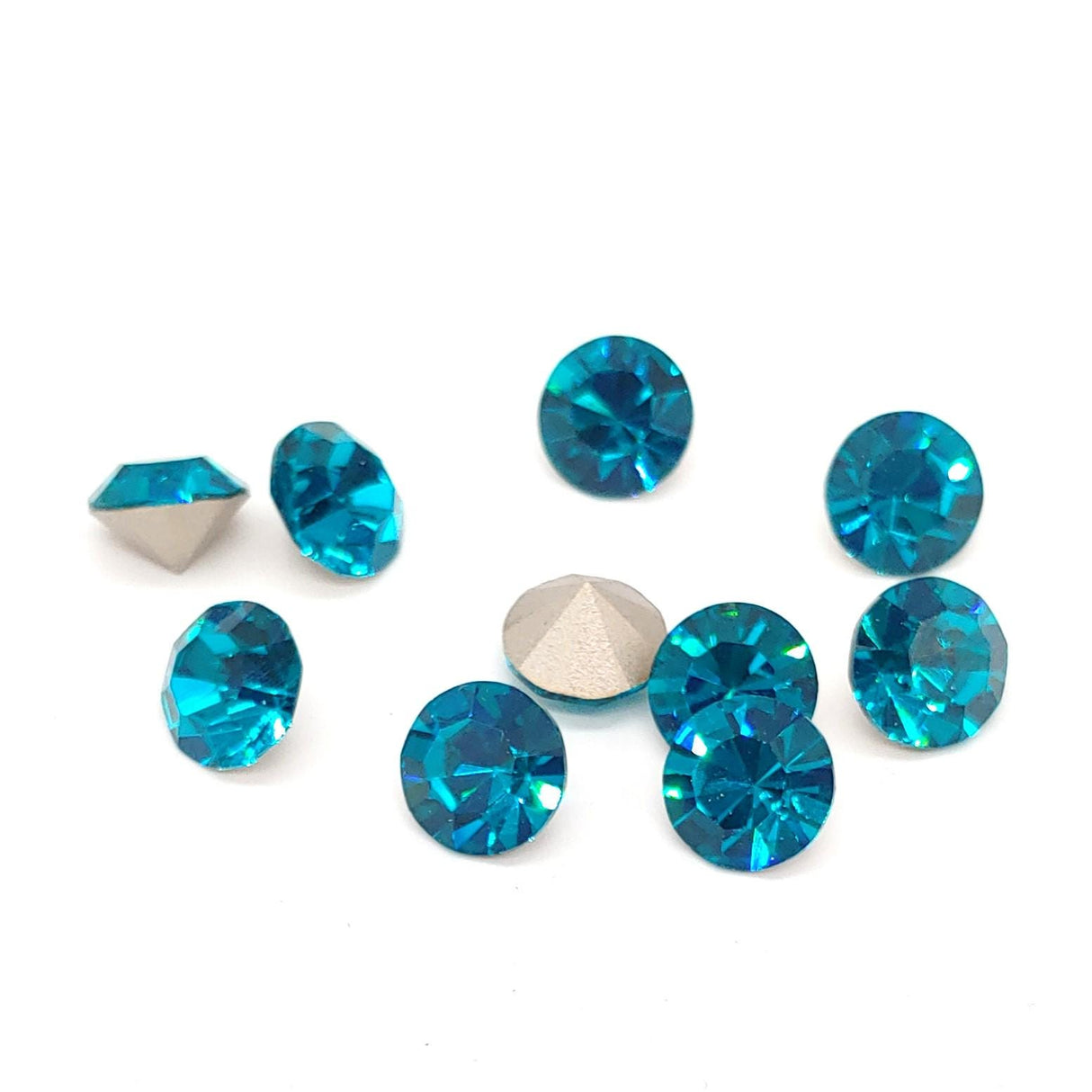 Preciosa SS39 Blue Zircon, Maxima Chaton, 8mm, Round Chaton, Foiled Back