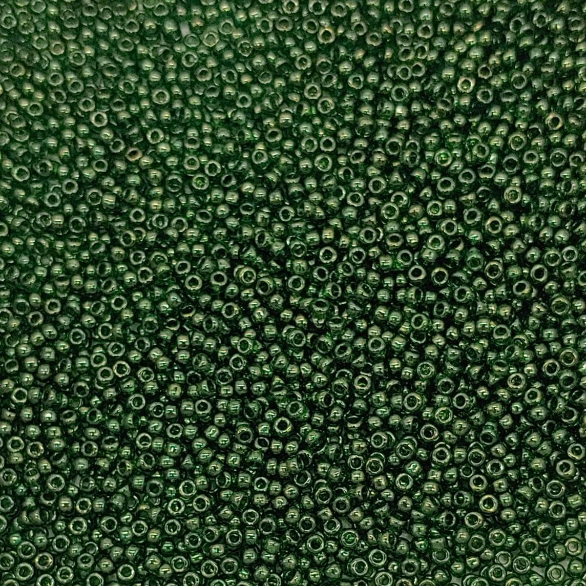 11/0 Olive Green Gold Luster Miyuki Glass Seed Beads, 305-28 Grams