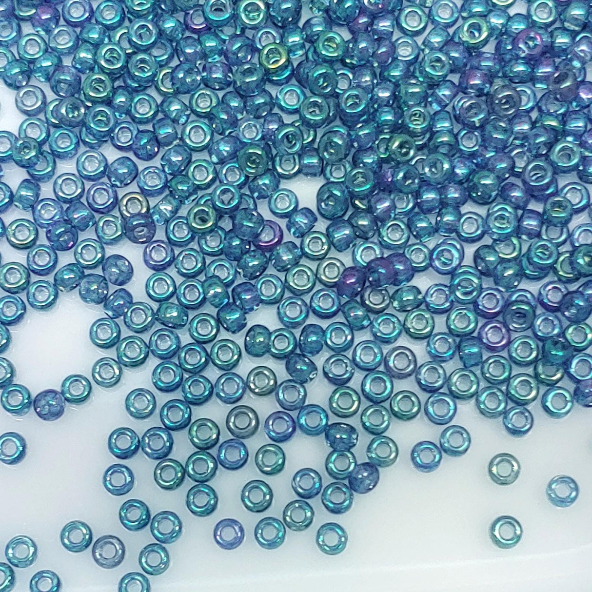 11/0 Teal Violet Gold Luster Glass Seed Beads, 314-10 grams