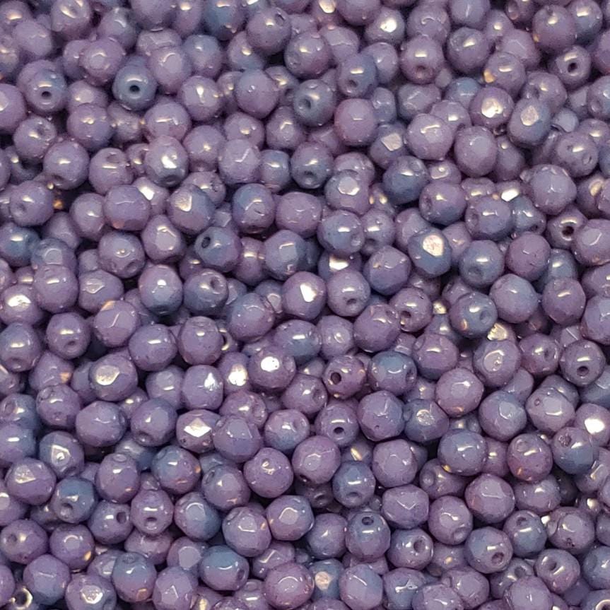 4mm Fire Polish Lila Vega Bronze Czech Glass Faceted Round Beads
